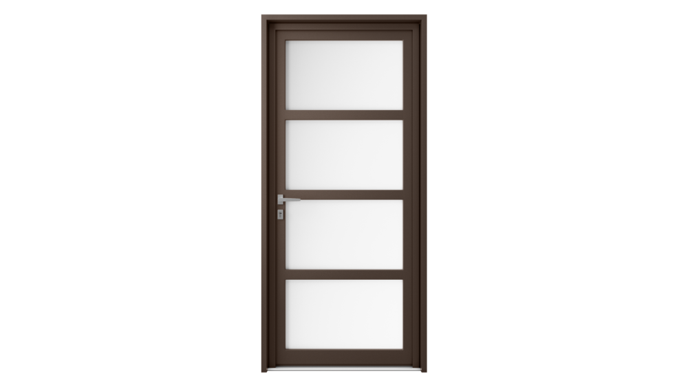 Porte d'entrée parclosé gamme lumière SEYCHELLES Porte d'entrée marron avec 4 grands rectangles vitrés